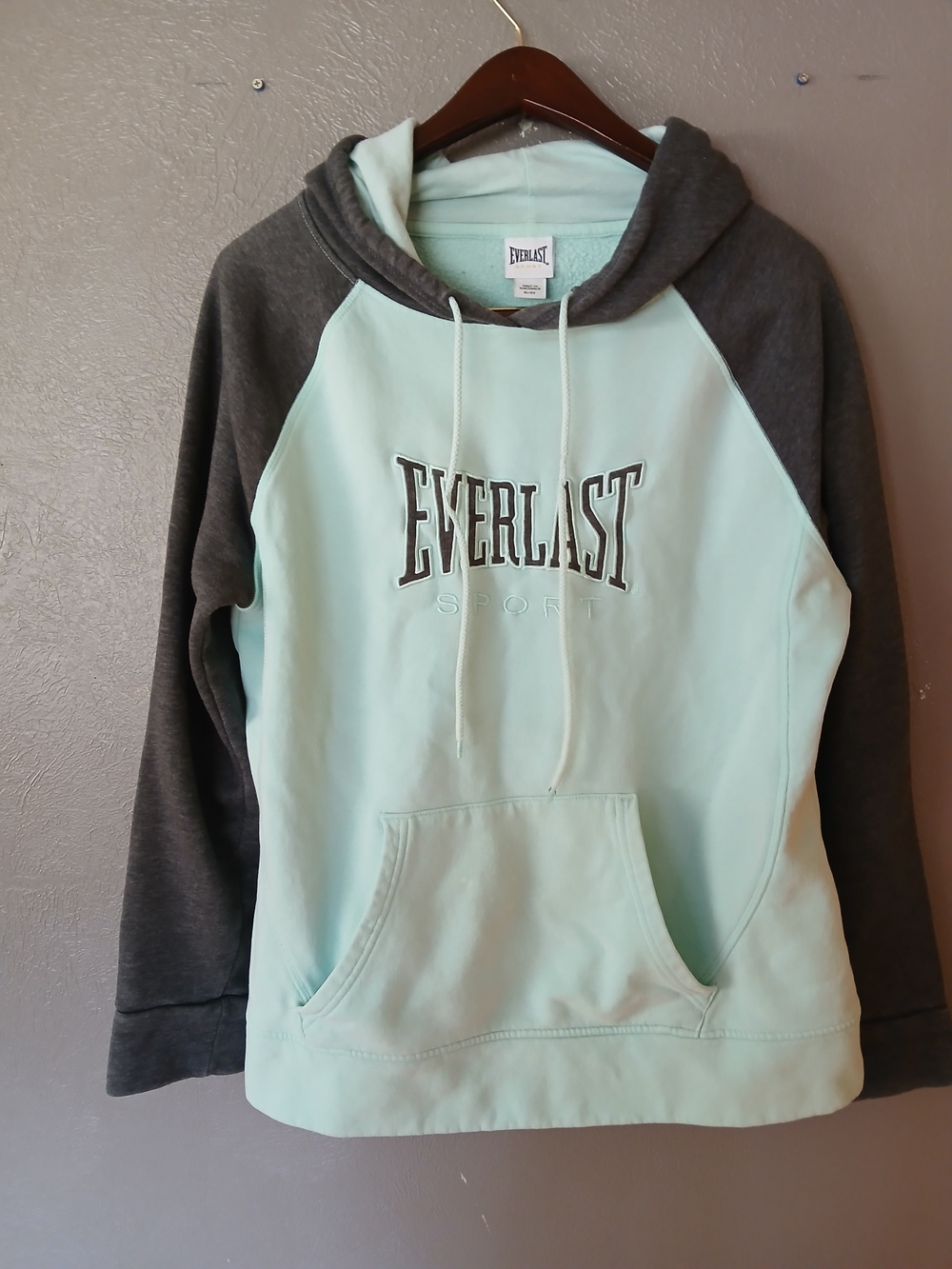Everlast Women's Mint and Charcoal Pullover Hoodie, XL